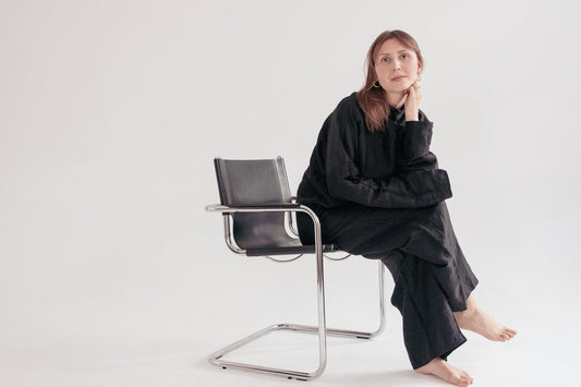 Silk/Linen Clothing Set - Black-1
