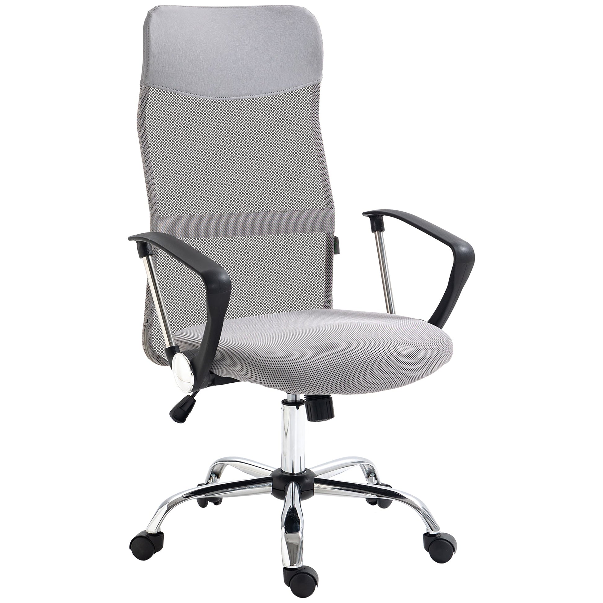 Ergonomic Office Chair Mesh Chair with Adjustable Height Tilt Function Light Grey-0