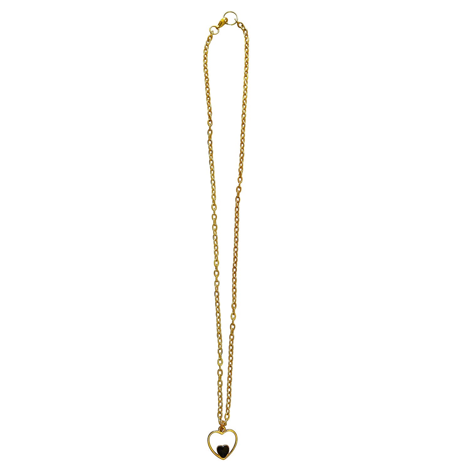 Black heart enamel pendant necklace on 18 inch gold plated chain | by Ifemi Jewels-1