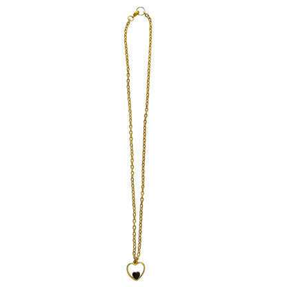Black heart enamel pendant necklace on 18 inch gold plated chain | by Ifemi Jewels-1