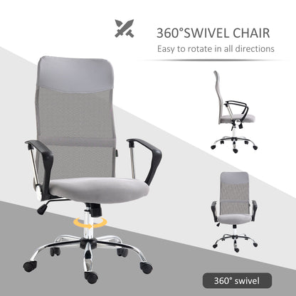 Ergonomic Office Chair Mesh Chair with Adjustable Height Tilt Function Light Grey-4
