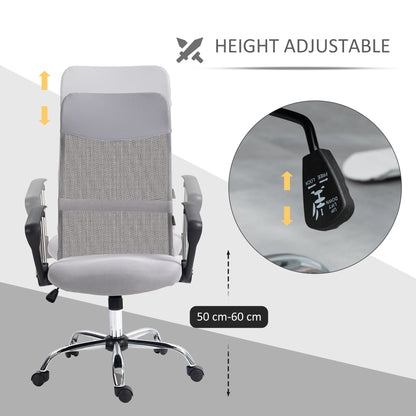 Ergonomic Office Chair Mesh Chair with Adjustable Height Tilt Function Light Grey-3