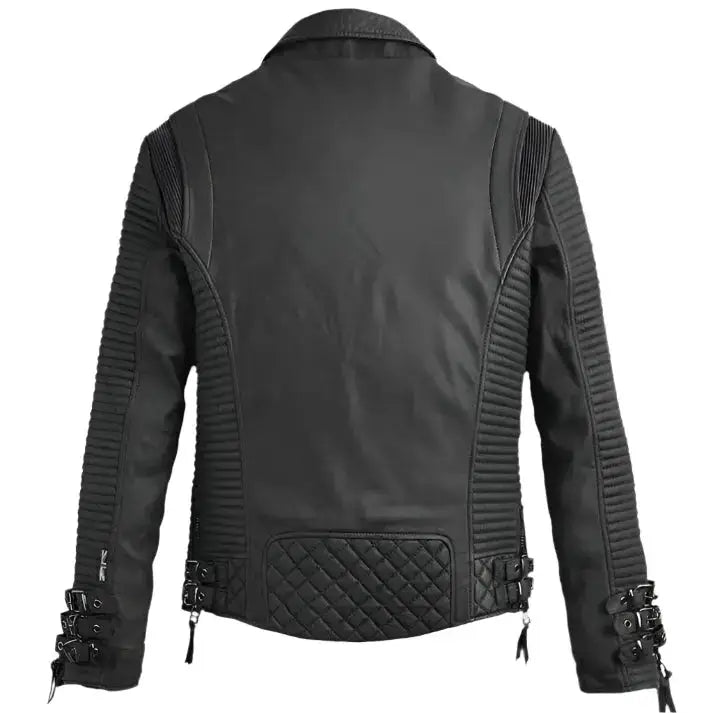 Men's Black Leather Motorcycle Jacket-1