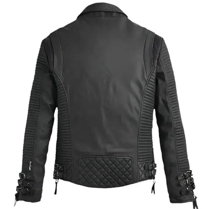 Men's Black Leather Motorcycle Jacket-1