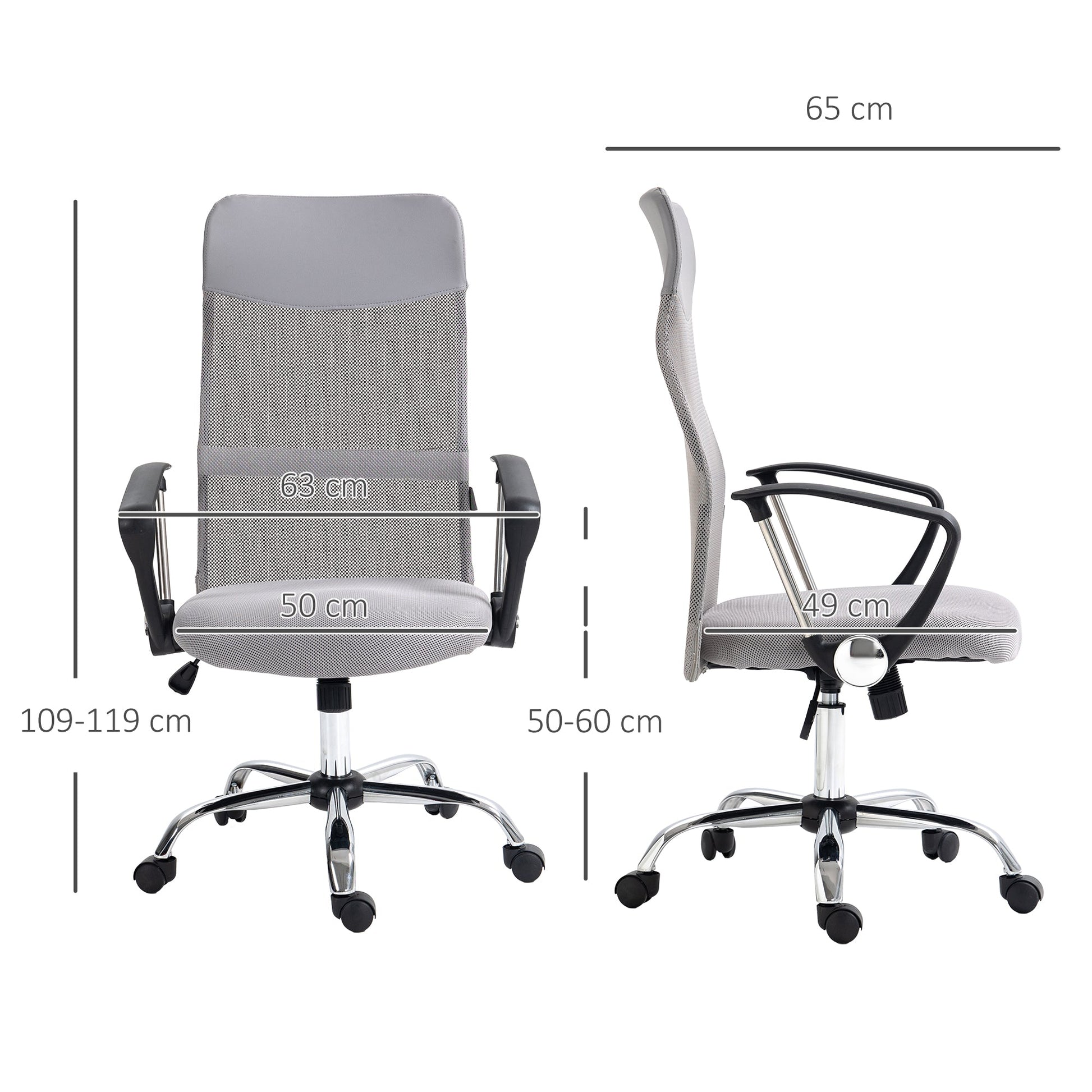 Ergonomic Office Chair Mesh Chair with Adjustable Height Tilt Function Light Grey-2