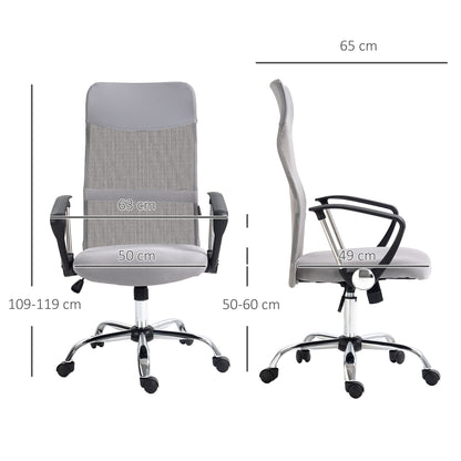 Ergonomic Office Chair Mesh Chair with Adjustable Height Tilt Function Light Grey-2