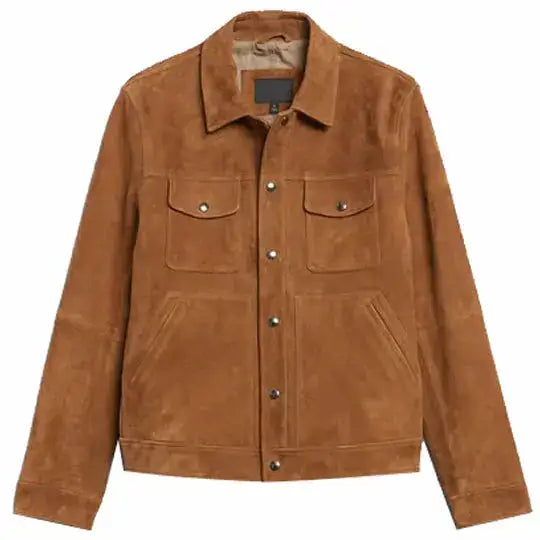 Men's Brown Suede Western Cowboy Jacket-0