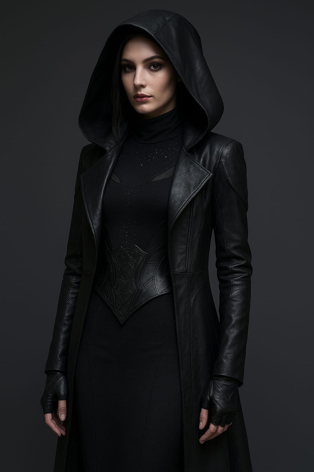 Mantello "Eclipse" in pelle nera