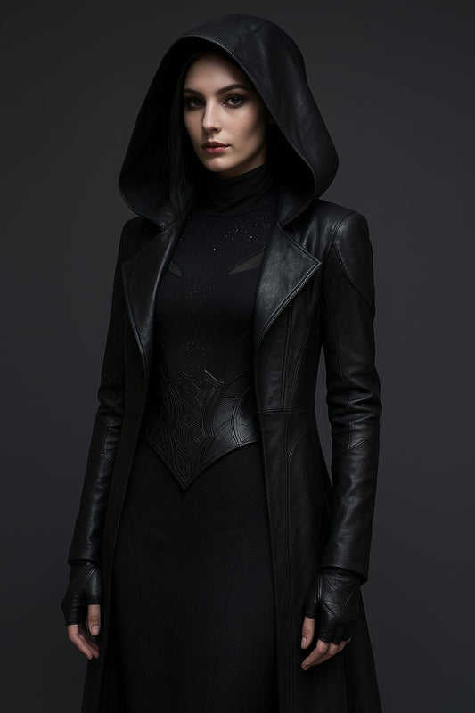 Mantello "Eclipse" in pelle nera