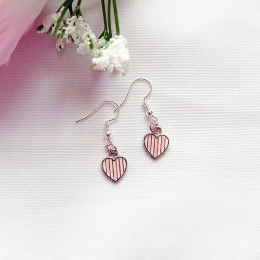 Candy Striped Hearts Earrings, Playing Cards inspired Queen of Hearts | by lovedbynlanla-1
