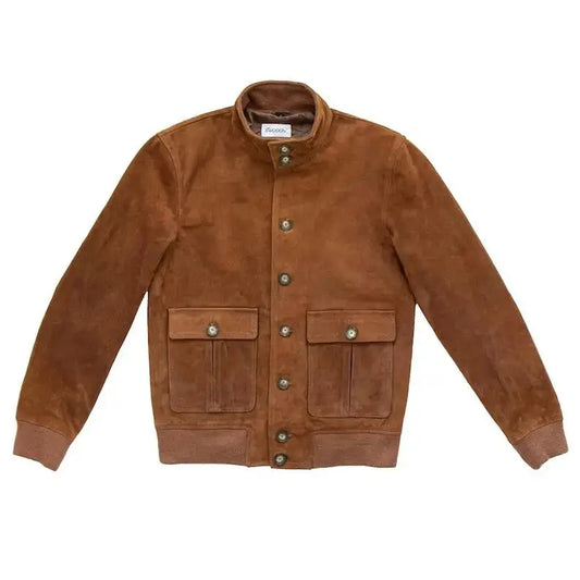 Men's A-1 Suede Leather Flight Bomber Jacket-0