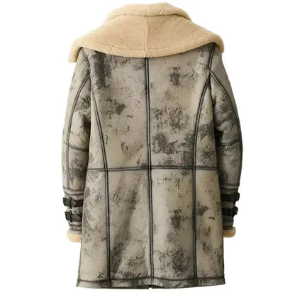 Men’s B3 RAF Sheepskin Shearling Leather Long Flight Jacket-2