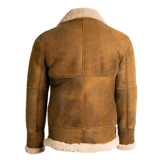 Mens Brown B3 Shearling Leather Aviator Jacket-1