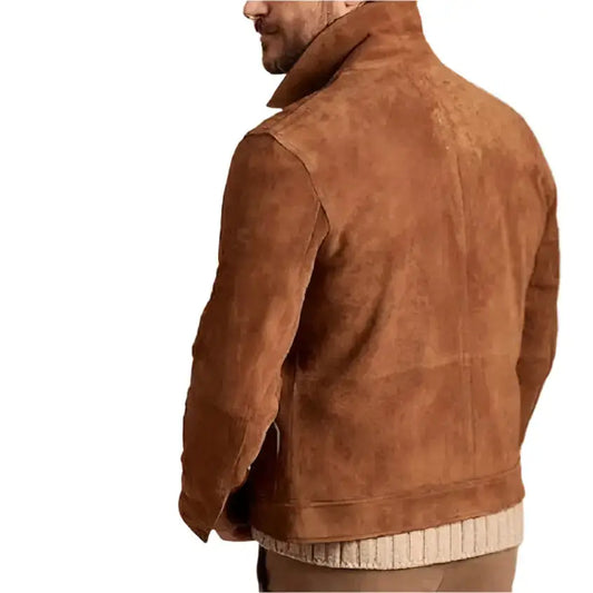 Mens Brown Suede Trucker Jacket-1