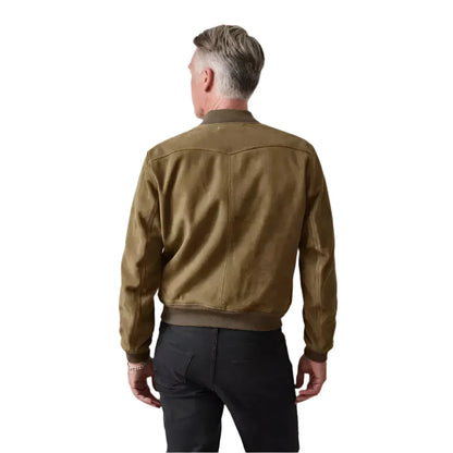 Men’s Genuine Tan Suede Leather Bomber Biker Jacket – Slim Fit-2