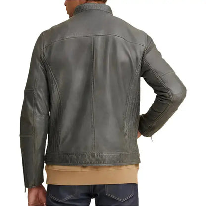 Men's Green Motorbike Leather Jacket-1