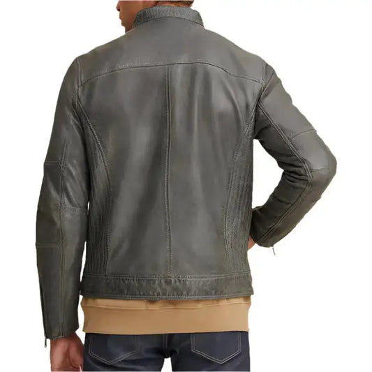 Men's Green Motorbike Leather Jacket-1