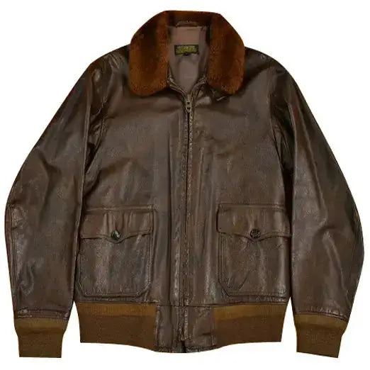 Men’s Leather G-1 Style Vintage Bomber Jacket-0