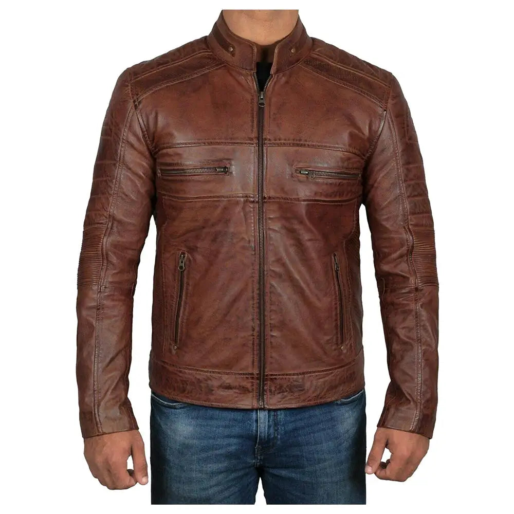 Men's Oxblood Bomber Leather Jacket – Multiple Color Options-1