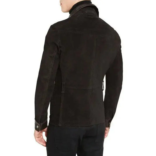 Men’s Brown Suede Trucker Stylish Jacket-1