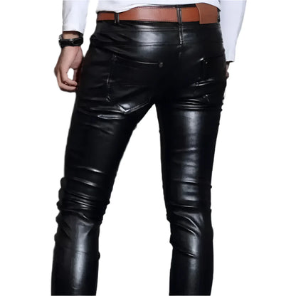 Men’s Skin Tight Leather Motorcycle Pants-2