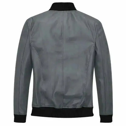 Men’s Soft Gray Sherpa Leather Jacket – Tom Cruise Style-1