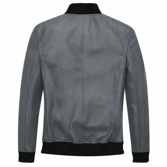 Men’s Soft Gray Sherpa Leather Jacket – Tom Cruise Style-1