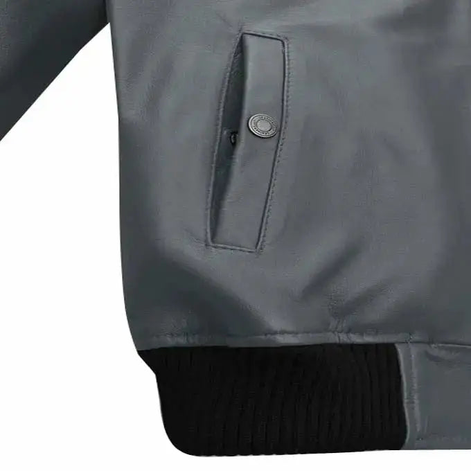 Men’s Soft Gray Sherpa Leather Jacket – Tom Cruise Style-2