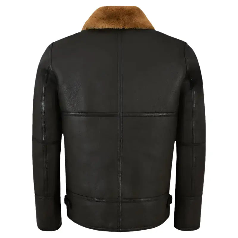 Men's Traditional Black Shearling Jacket-1