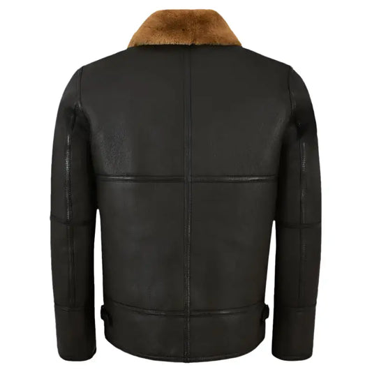 Men's Traditional Black Shearling Jacket-1
